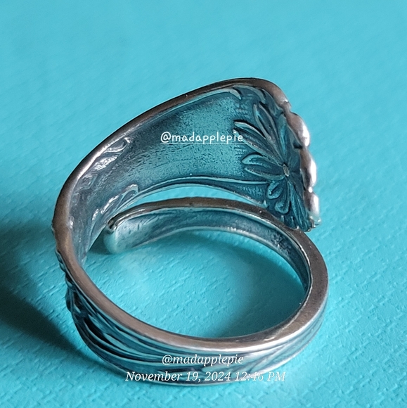 Vintage Sterling Silver Spoon Ring Butterfly Luxury Designer Celeb #136 - Picture 7 of 12